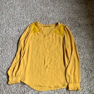 Loft long sleeve, v neck, lace inset, polyester blouse